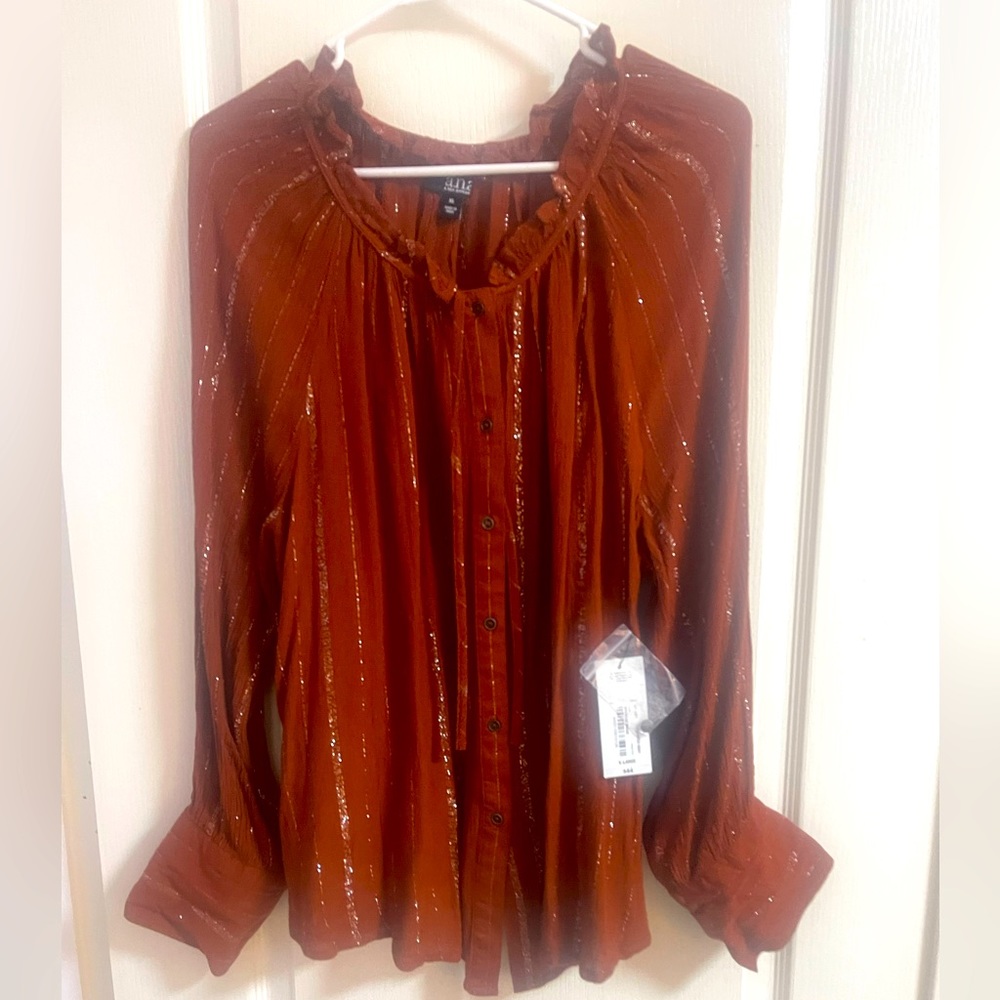 A.N.A. Women’s top new with tags in burnt orange with silver stripes.
